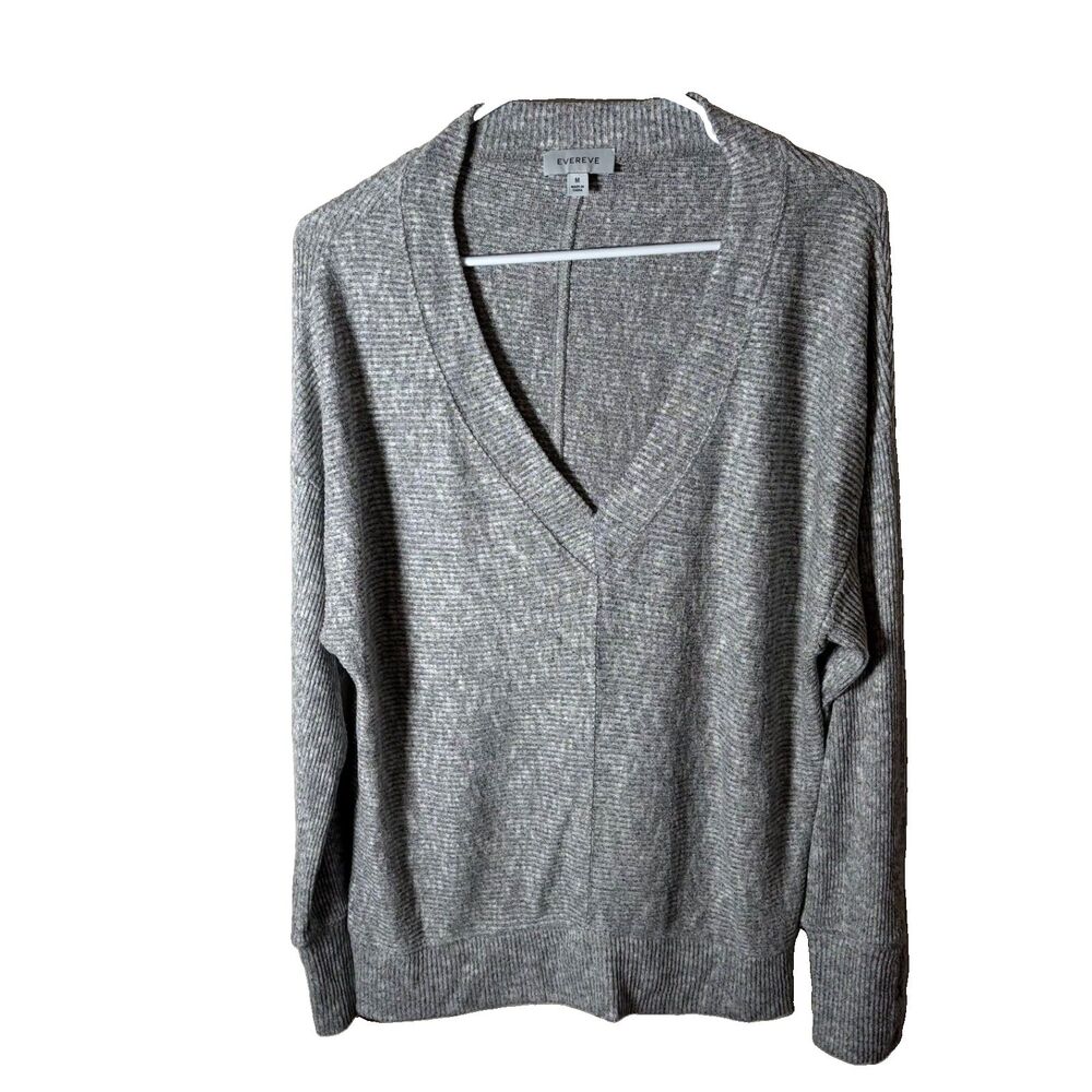 Evereve T-Shirt Women's Medium Gray Thermal Long Sleeve Casual Top Shirt